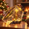 Illuminated Nativity Crystal Ornament