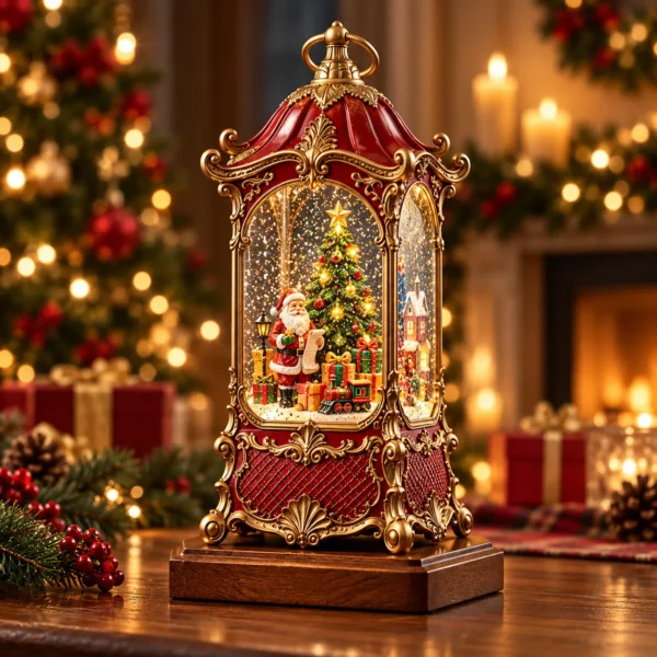 Ornate Victorian Christmas Snow Globe Lantern